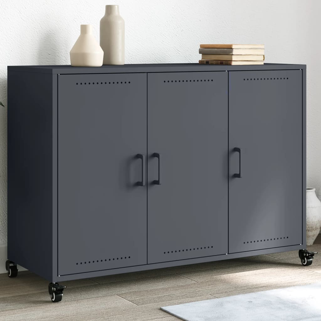 Dressoir 100,5x39x72 cm staal antracietkleurig is nu te koop bij PeponiXL, paradijselijk wonen!