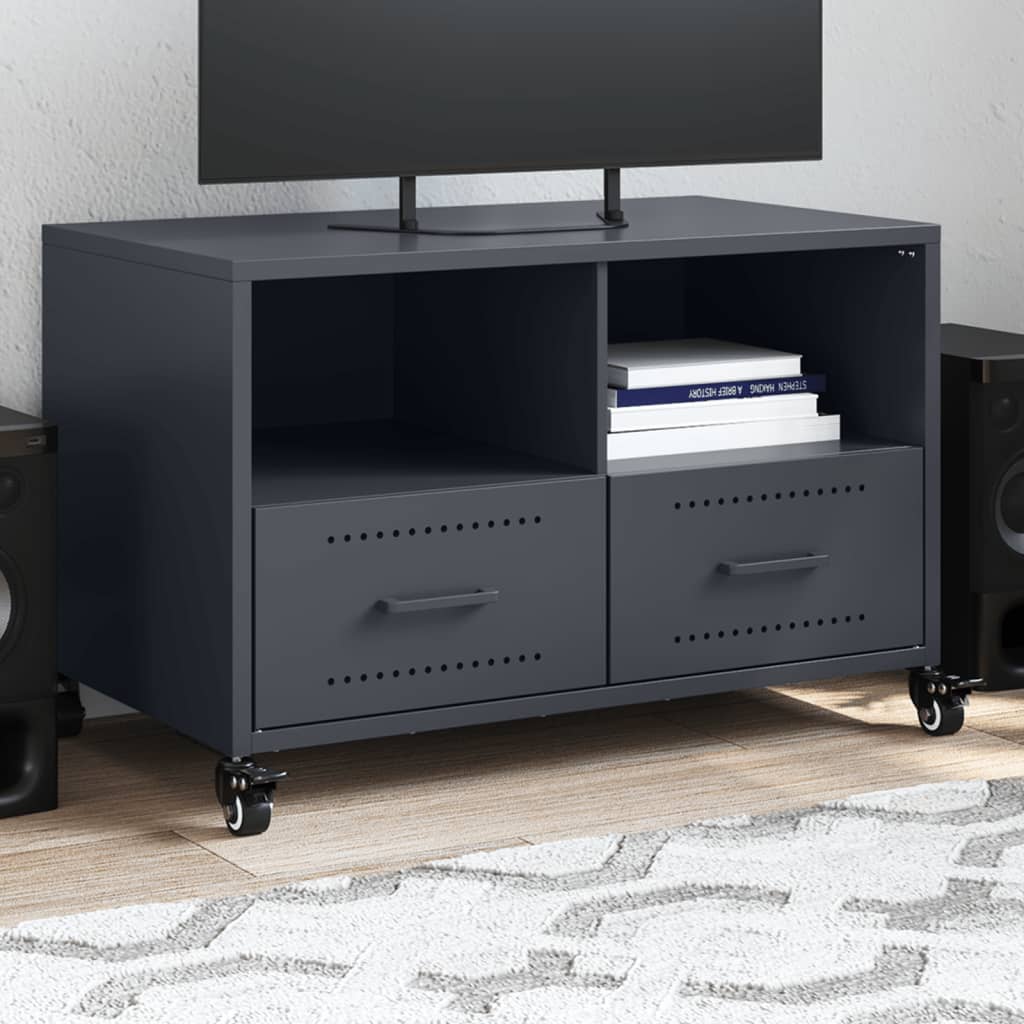 Tv-meubel 68x39x43,5 cm staal antracietkleurig is nu te koop bij PeponiXL, paradijselijk wonen!