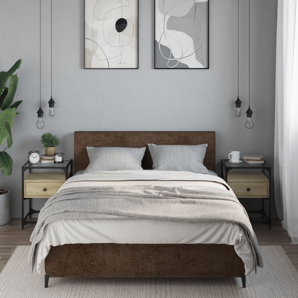 Nachtkastjes 2 st 40x40x55 cm bewerkt hout sonoma eikenkleurig is nu te koop bij PeponiXL, paradijselijk wonen!