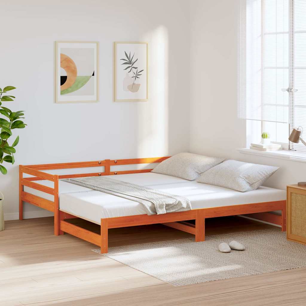 Slaapbank met onderschuifbed 80x200 cm massief grenenhout is nu te koop bij PeponiXL, paradijselijk wonen!