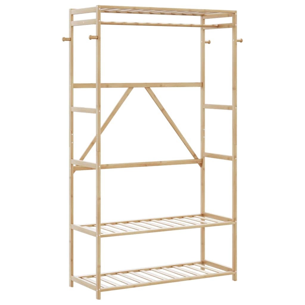 Kledingrek met schappen 110x40x175 cm bamboe is nu te koop bij PeponiXL, paradijselijk wonen!