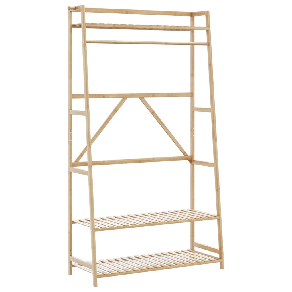Kledingrek met schappen 110x40x180 cm bamboe is nu te koop bij PeponiXL, paradijselijk wonen!