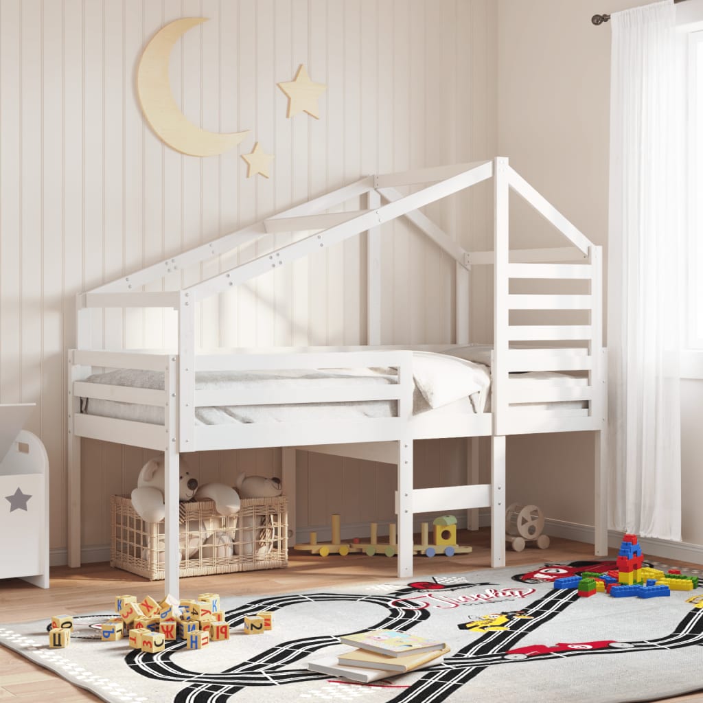Kinderbedhuisje 198x97x113 cm massief grenenhout wit is nu te koop bij PeponiXL, paradijselijk wonen!