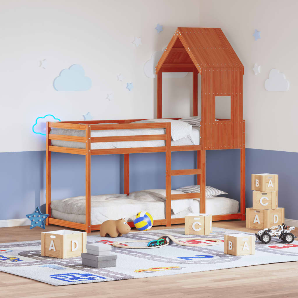 Kinderbedhuisje 60x99x139,5 cm massief grenenhout wasbruin is nu te koop bij PeponiXL, paradijselijk wonen!