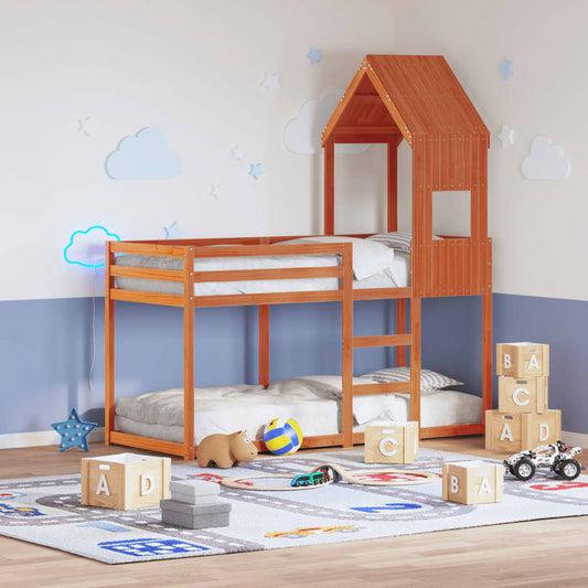 Kinderbedhuisje 55x84x132 cm massief grenenhout wasbruin is nu te koop bij PeponiXL, paradijselijk wonen!