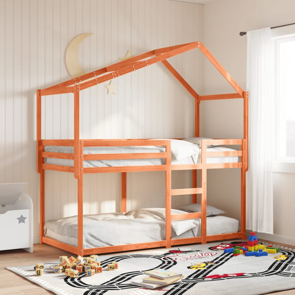Kinderbedhuisje 203x95,5x142 cm massief grenenhout wasbruin is nu te koop bij PeponiXL, paradijselijk wonen!