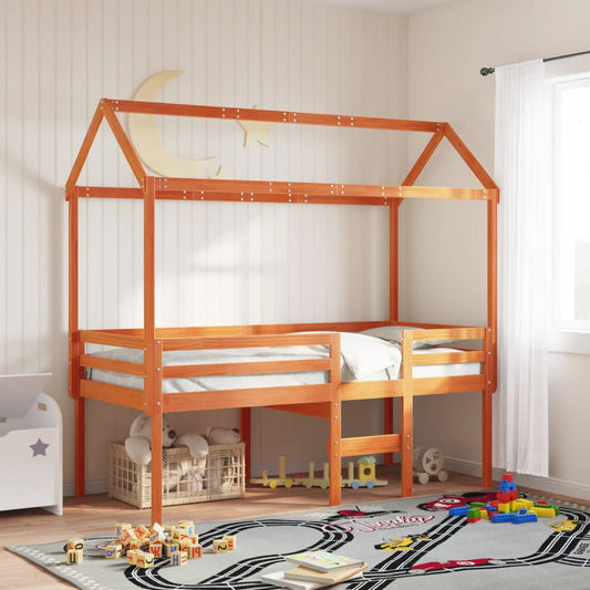 Kinderbedhuisje 207x95,5x159 cm massief grenenhout wasbruin is nu te koop bij PeponiXL, paradijselijk wonen!