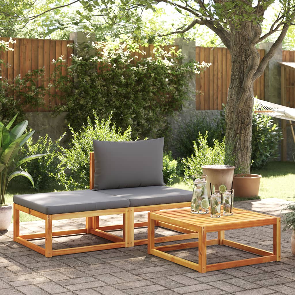3-delige tuinbankset met kussens acaciahout & touw is nu te koop bij PeponiXL, paradijselijk wonen!