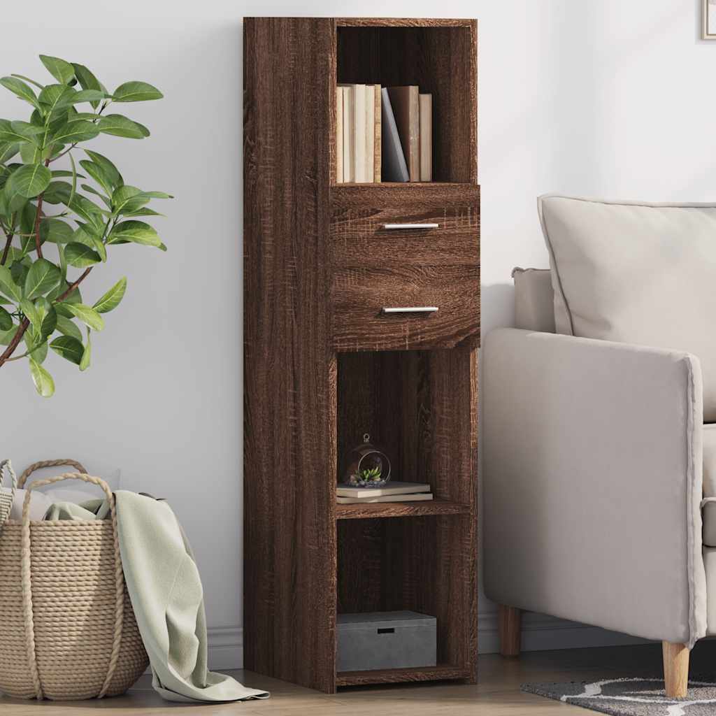 Hoge kast 30x42,5x124 cm bewerkt hout bruin eikenkleurig is nu te koop bij PeponiXL, paradijselijk wonen!