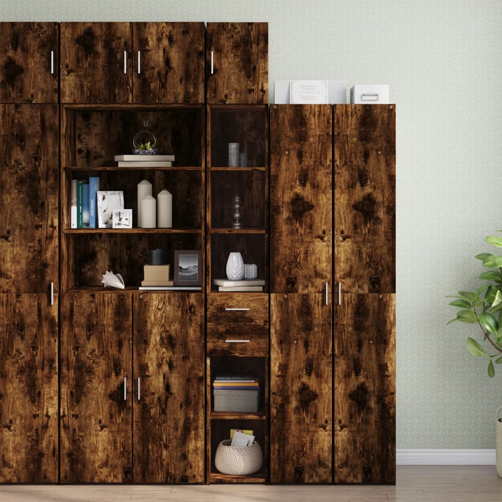 Opbergkast smal 30x42,5x225 cm bewerkt hout gerookt eikenkleur is nu te koop bij PeponiXL, paradijselijk wonen!