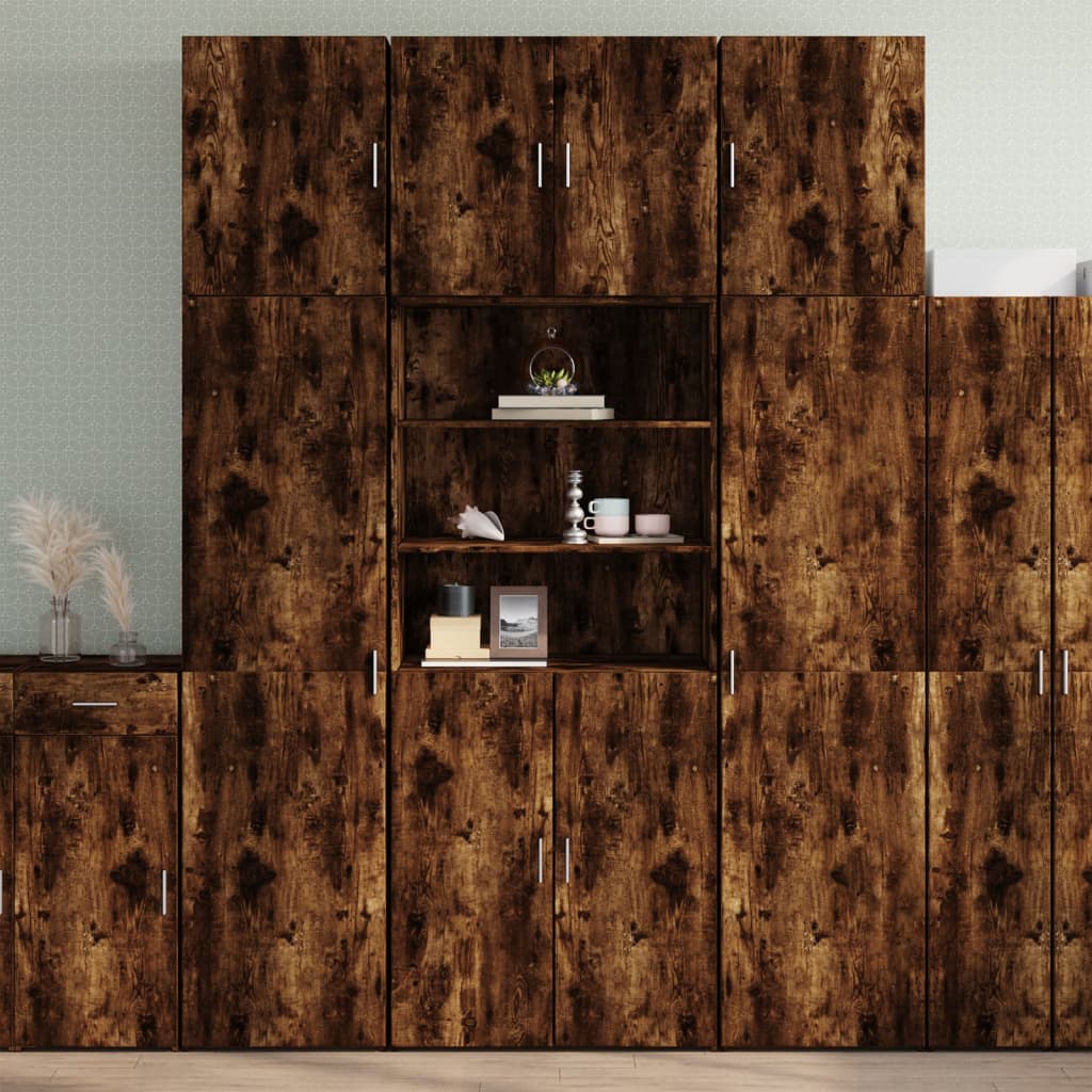 Hoge kast 80x42,5x249 cm bewerkt hout gerookt eikenkleurig is nu te koop bij PeponiXL, paradijselijk wonen!