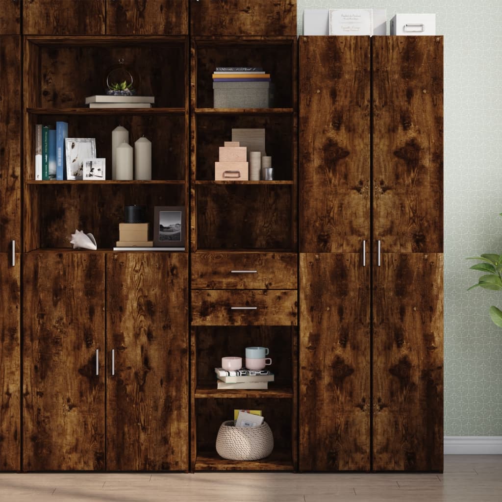Hoge kast 45x42,5x185 cm bewerkt hout gerookt eikenkleurig is nu te koop bij PeponiXL, paradijselijk wonen!
