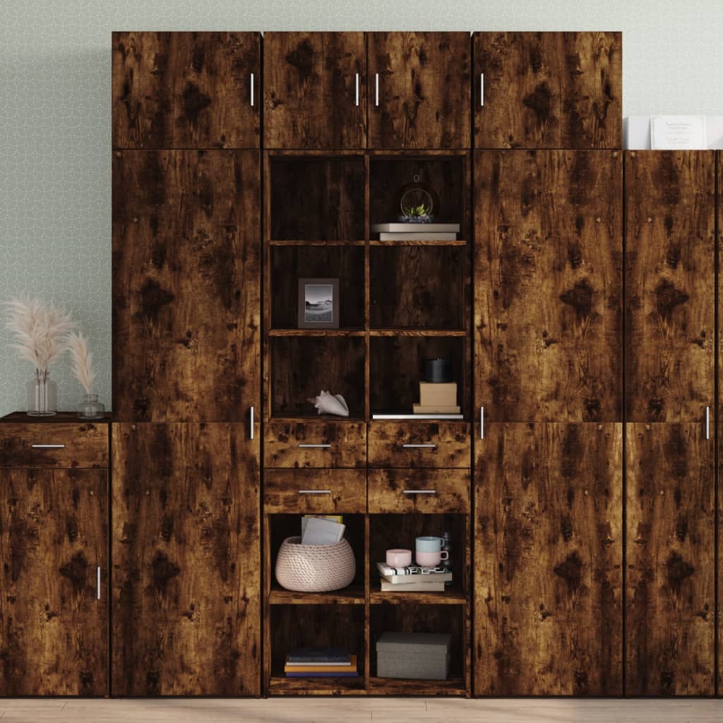 Hoge kast 70x42,5x185 cm bewerkt hout gerookt eikenkleurig is nu te koop bij PeponiXL, paradijselijk wonen!
