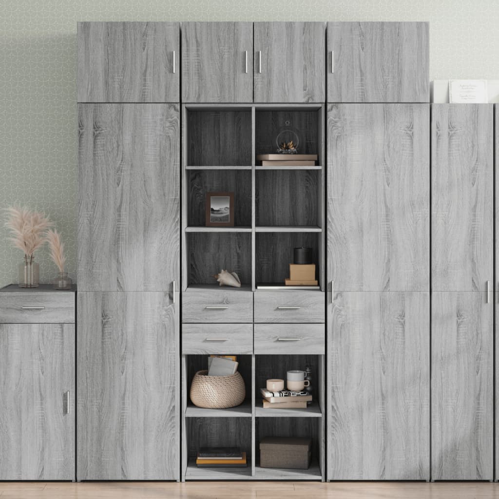Hoge kast 70x42,5x185 cm bewerkt hout grijs sonoma eikenkleurig is nu te koop bij PeponiXL, paradijselijk wonen!