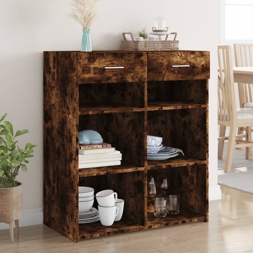 Dressoir 80x42,5x93 cm bewerkt hout gerookt eikenkleurig is nu te koop bij PeponiXL, paradijselijk wonen!
