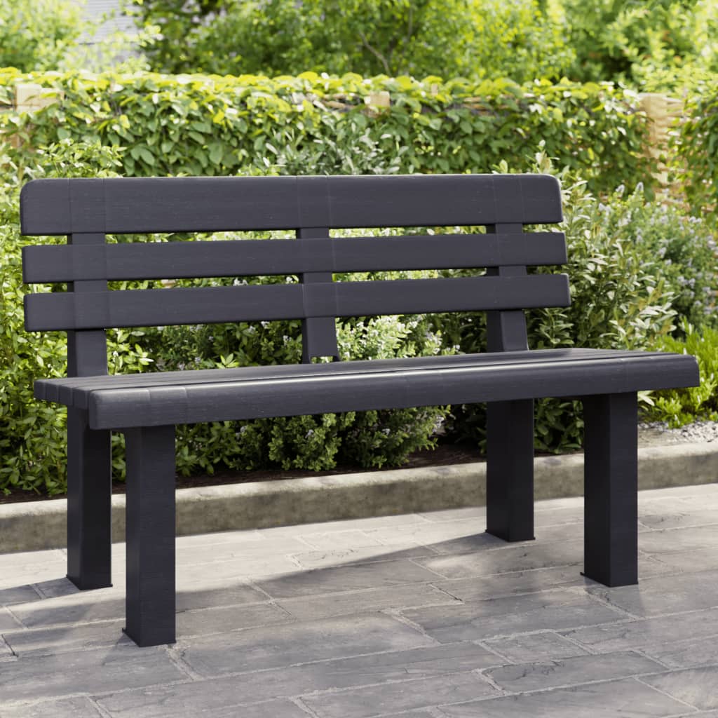 Tuinbankje 110x52x71 cm polypropeen antracietkleurig is nu te koop bij PeponiXL, paradijselijk wonen!