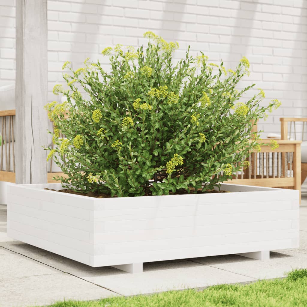 Plantenbak 90x90x26,5 cm massief grenenhout wit is nu te koop bij PeponiXL, paradijselijk wonen!