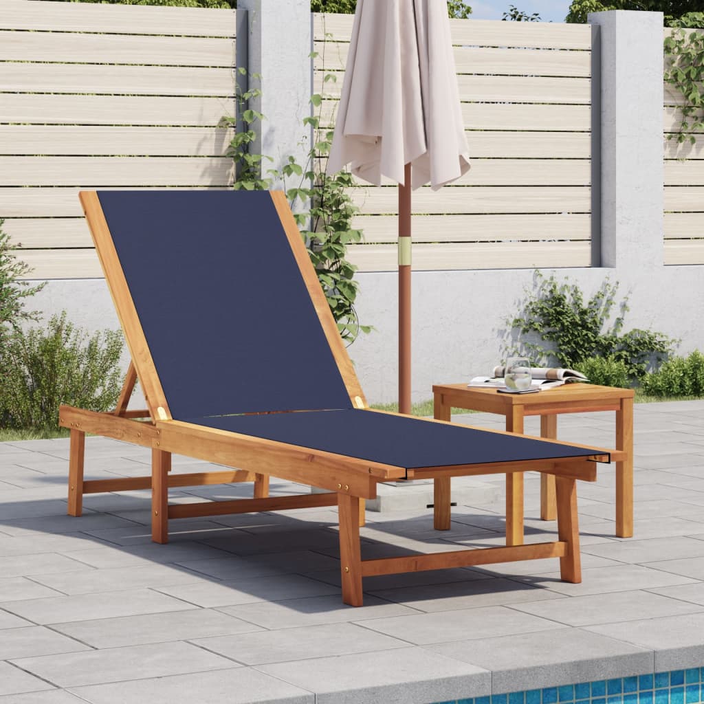 Ligbed met tafel massief acaciahout en textileen blauw is nu te koop bij PeponiXL, paradijselijk wonen!
