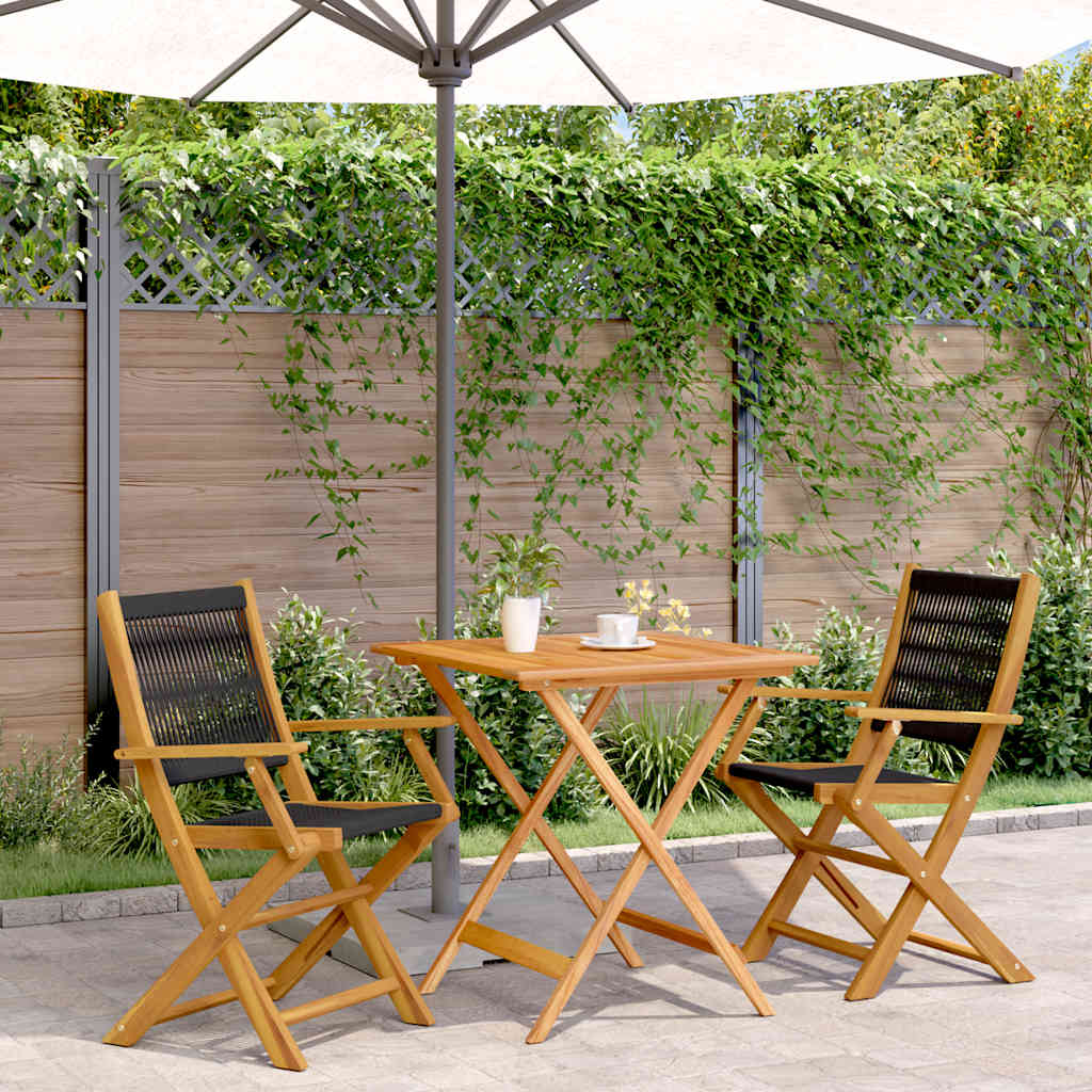 3-delige Bistroset polypropeen en massief hout zwart is nu te koop bij PeponiXL, paradijselijk wonen!