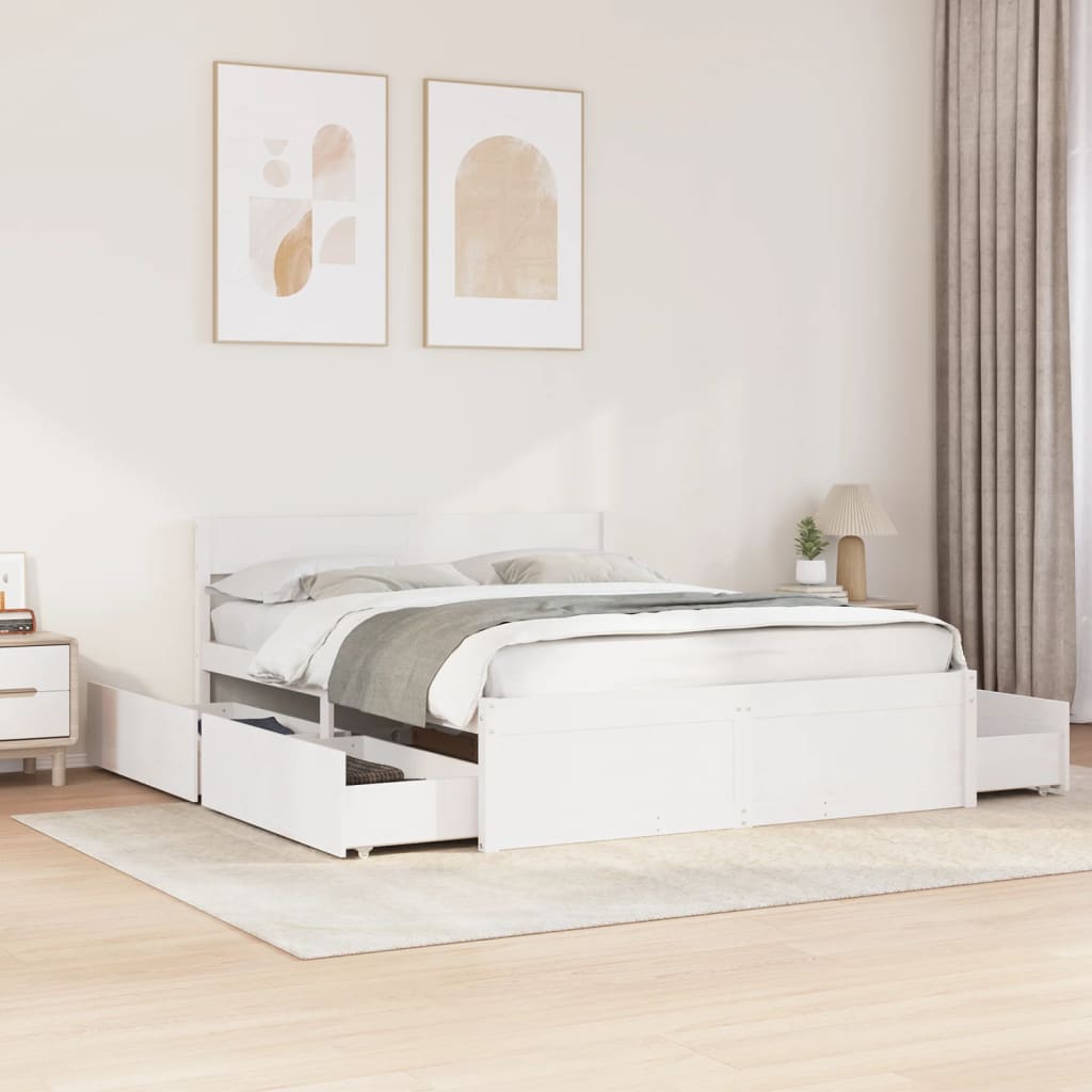 Bedframe zonder matras massief grenenhout wit 140x200 cm is nu te koop bij PeponiXL, paradijselijk wonen!