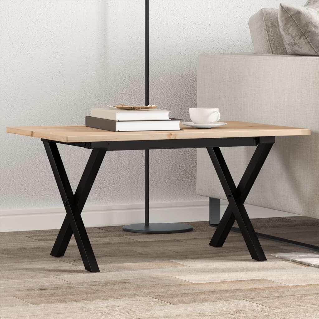 Salontafel X-frame 80x50x40 cm massief grenenhout en staal is nu te koop bij PeponiXL, paradijselijk wonen!