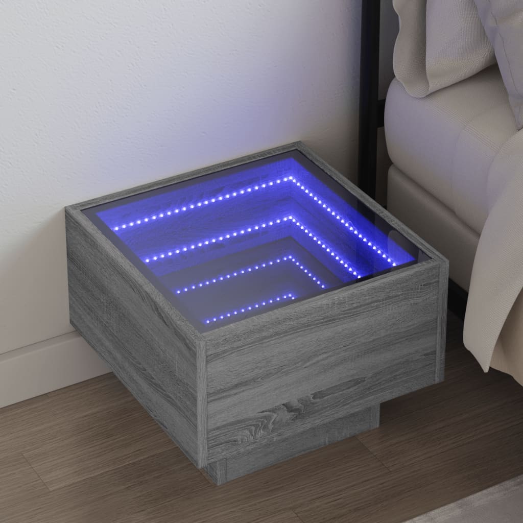 Nachtkastje met Infinity LED 40x40x30 cm grijs sonoma eiken is nu te koop bij PeponiXL, paradijselijk wonen!