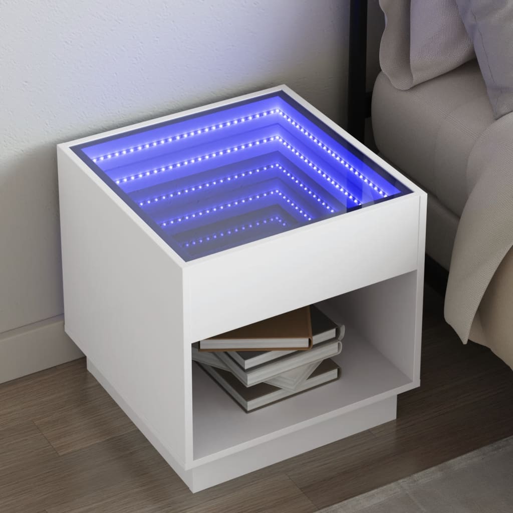 Nachtkastje met Infinity LED 50x50x50 cm wit is nu te koop bij PeponiXL, paradijselijk wonen!