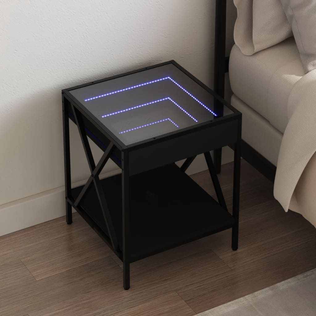 Nachtkastje met Infinity LED 40x40x49 cm zwart is nu te koop bij PeponiXL, paradijselijk wonen!