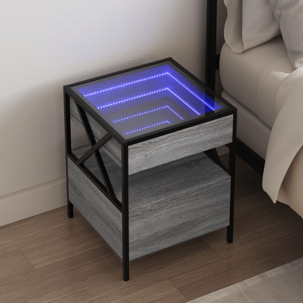 Nachtkastje met Infinity LED 40x40x51 cm grijs sonoma eiken is nu te koop bij PeponiXL, paradijselijk wonen!