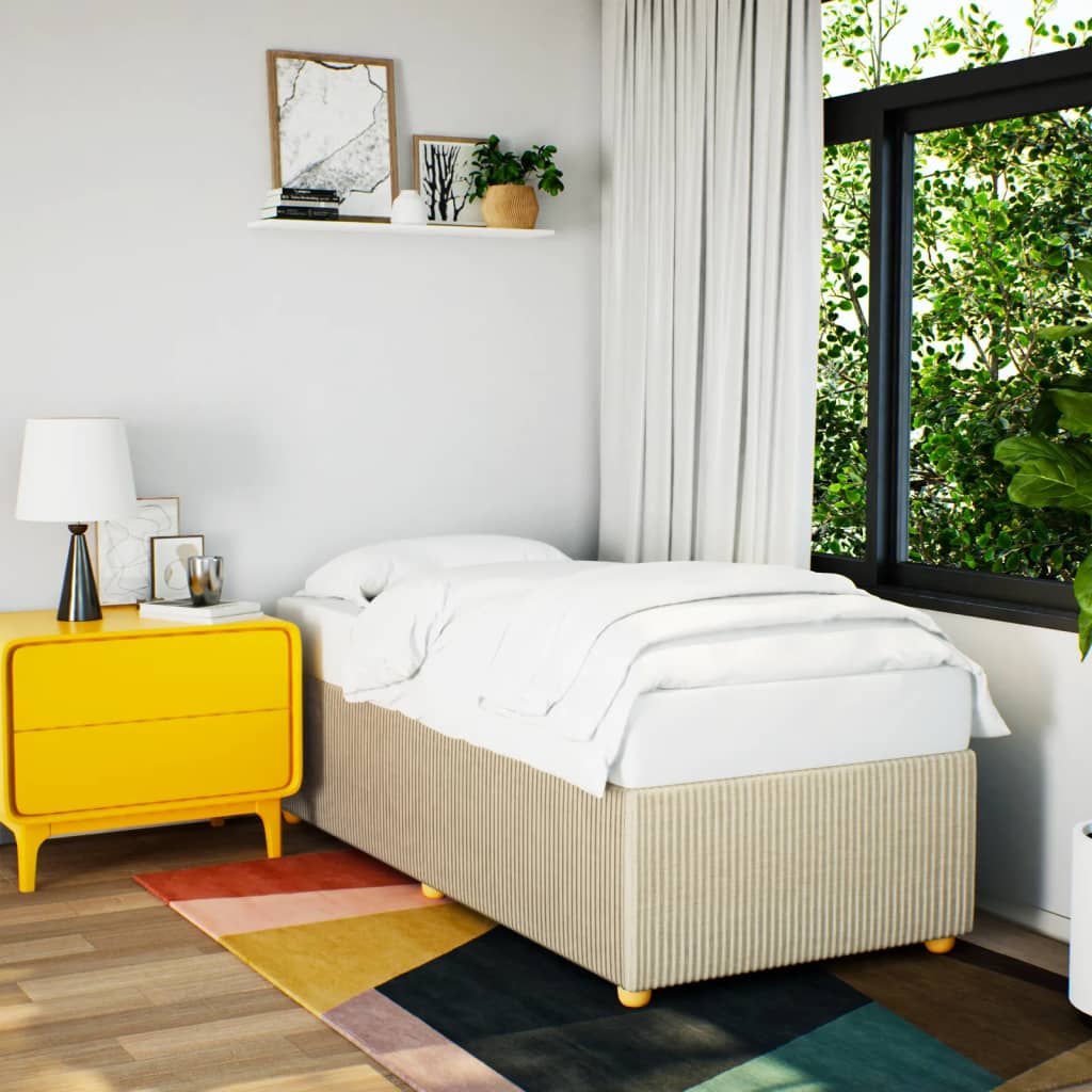 Bedframe zonder matras 100x200 cm stof crèmekleurig is nu te koop bij PeponiXL, paradijselijk wonen!