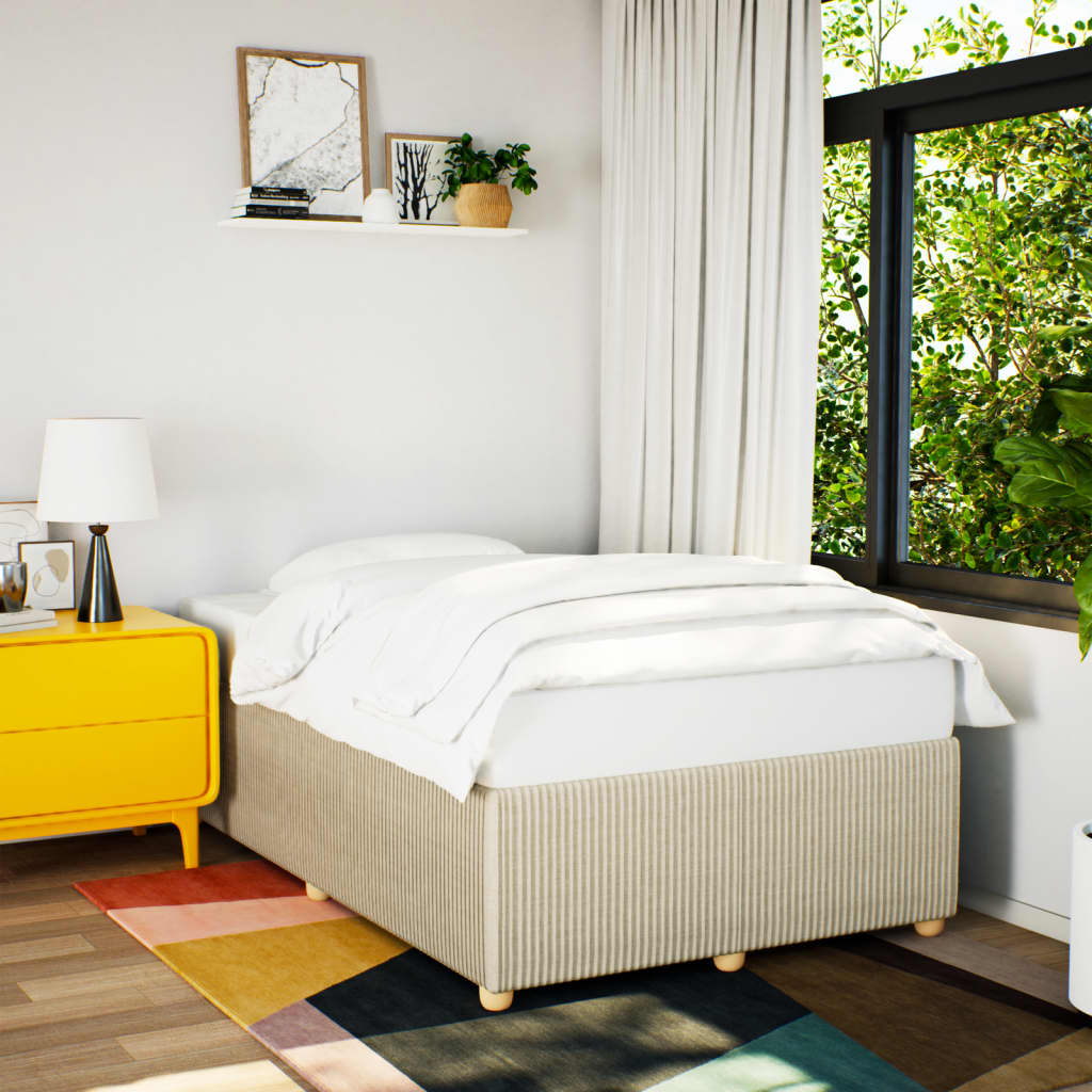 Bedframe zonder matras 120x190 cm stof crèmekleurig is nu te koop bij PeponiXL, paradijselijk wonen!