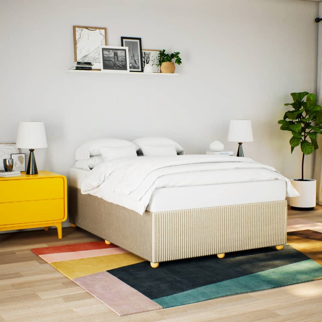Bedframe zonder matras stof crèmekleurig 140x190 cm is nu te koop bij PeponiXL, paradijselijk wonen!
