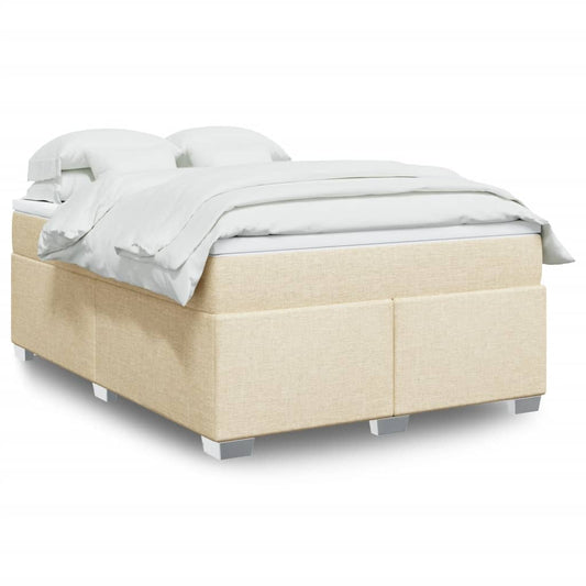 Boxspring met matras stof crèmekleurig 140x200 cm is nu te koop bij PeponiXL, paradijselijk wonen!