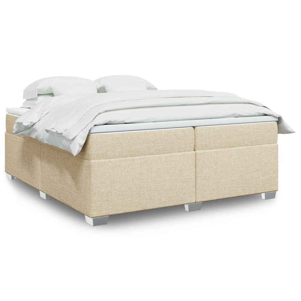 Boxspring met matras stof crèmekleurig 200x200 cm is nu te koop bij PeponiXL, paradijselijk wonen!