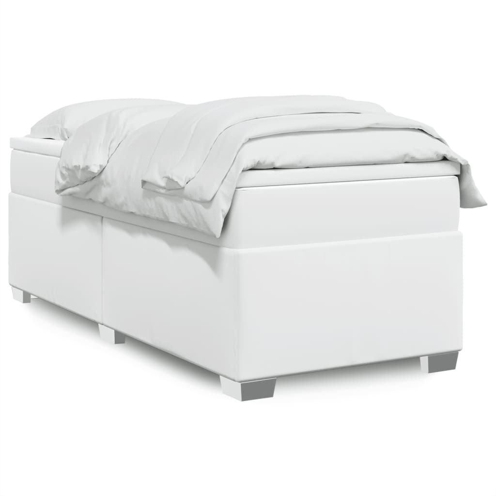 Boxspring met matras kunstleer wit 90x200 cm is nu te koop bij PeponiXL, paradijselijk wonen!