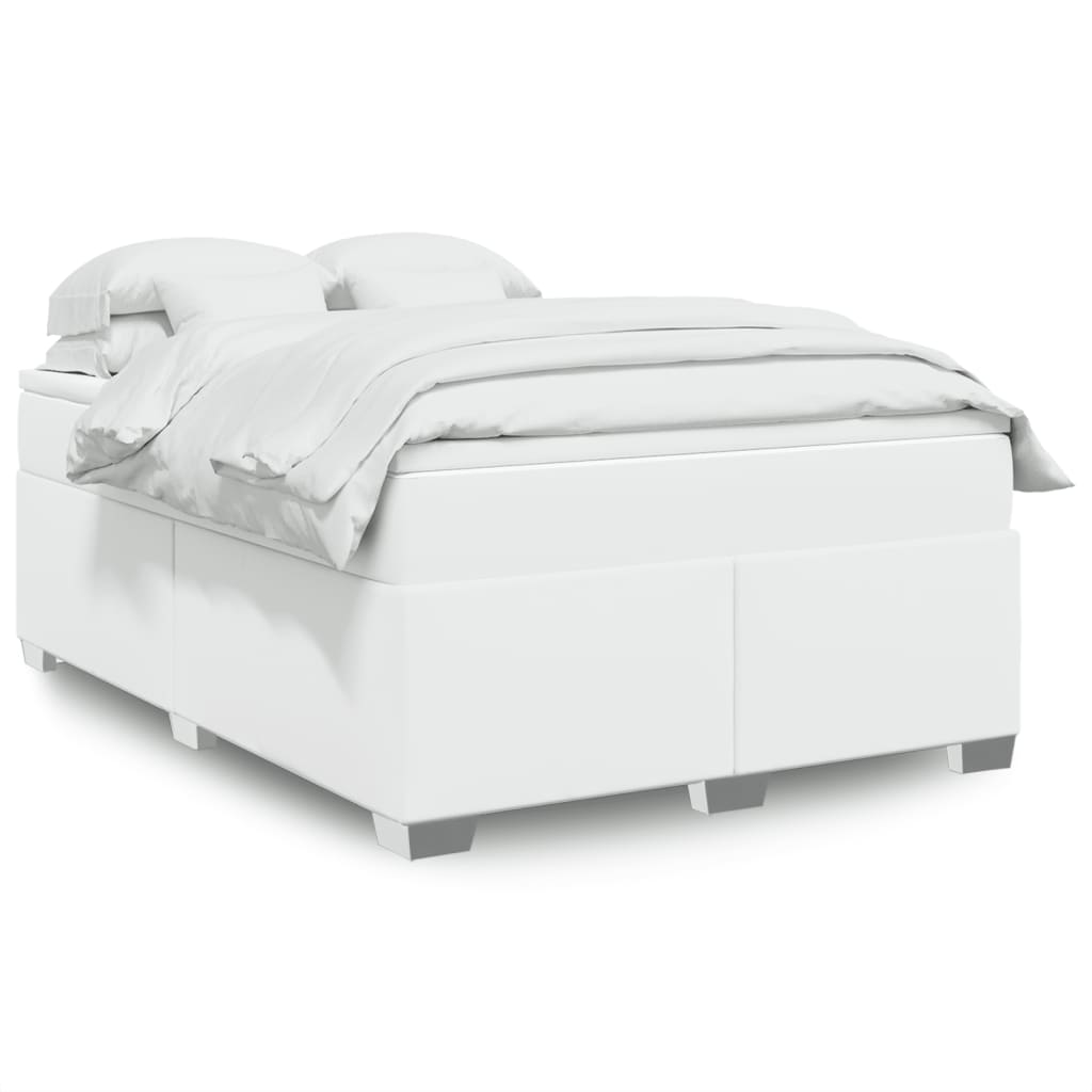 Boxspring met matras kunstleer wit 140x190 cm is nu te koop bij PeponiXL, paradijselijk wonen!