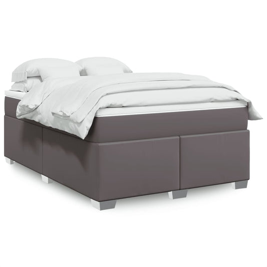 Boxspring met matras kunstleer grijs 140x190 cm is nu te koop bij PeponiXL, paradijselijk wonen!