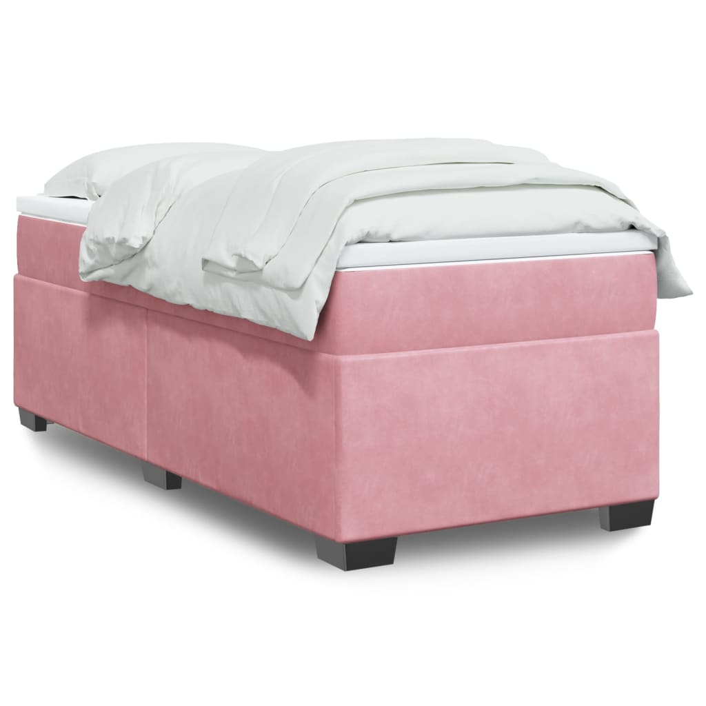 Boxspring met matras fluweel roze 80x200 cm is nu te koop bij PeponiXL, paradijselijk wonen!