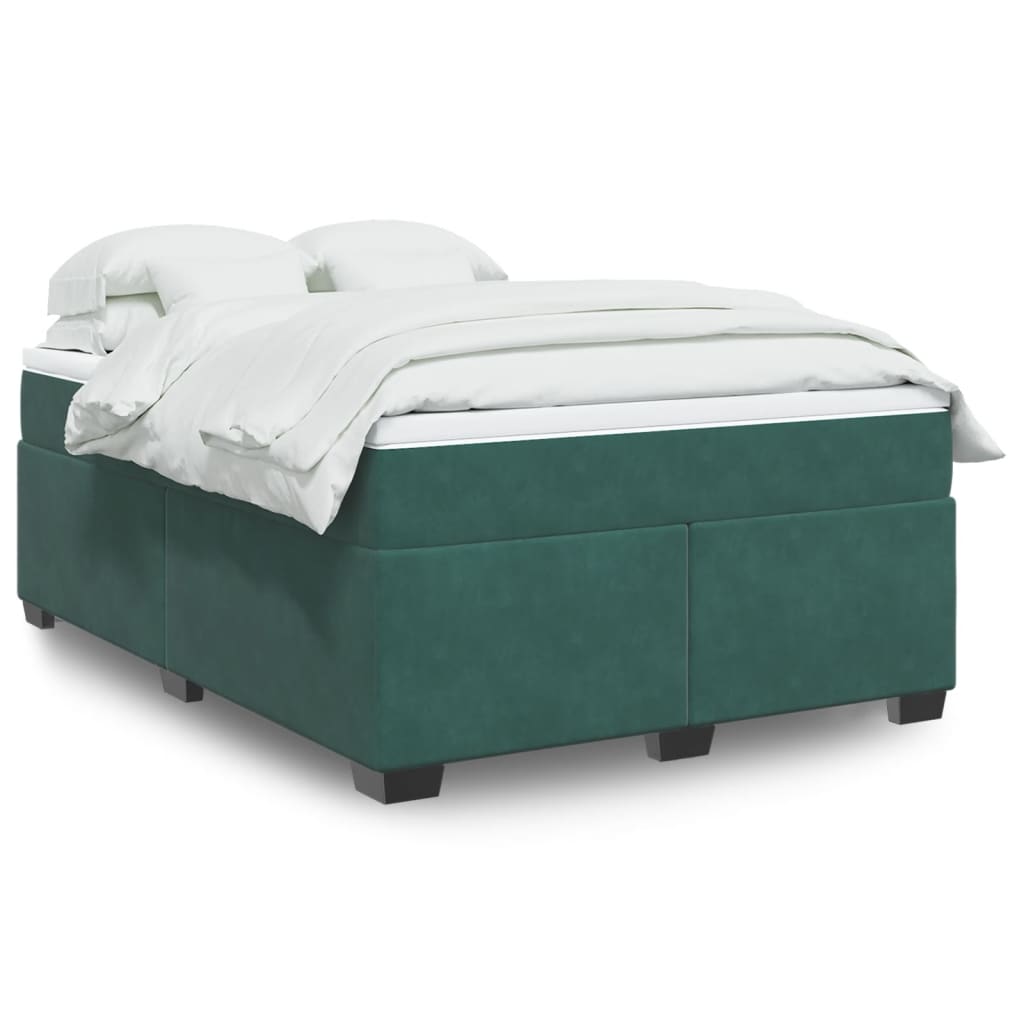 Boxspring met matras fluweel donkergroen 140x190 cm is nu te koop bij PeponiXL, paradijselijk wonen!