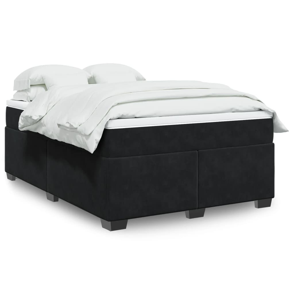 Boxspring met matras fluweel zwart 140x200 cm is nu te koop bij PeponiXL, paradijselijk wonen!