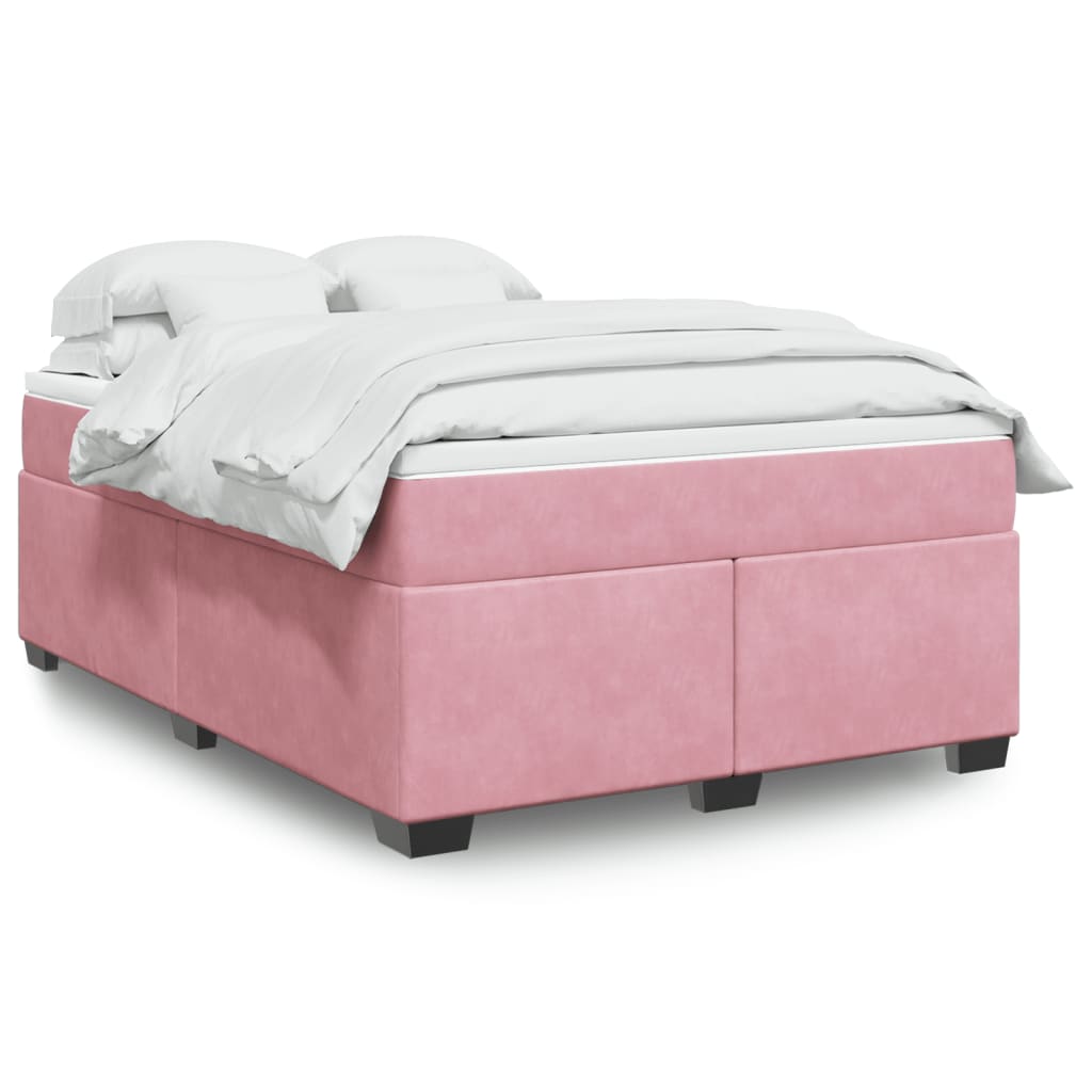 Boxspring met matras fluweel roze 140x200 cm is nu te koop bij PeponiXL, paradijselijk wonen!