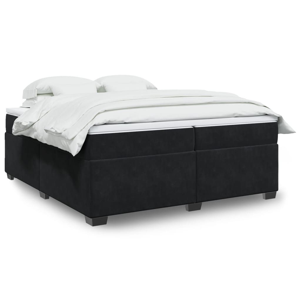 Boxspring met matras fluweel zwart 200x200 cm is nu te koop bij PeponiXL, paradijselijk wonen!