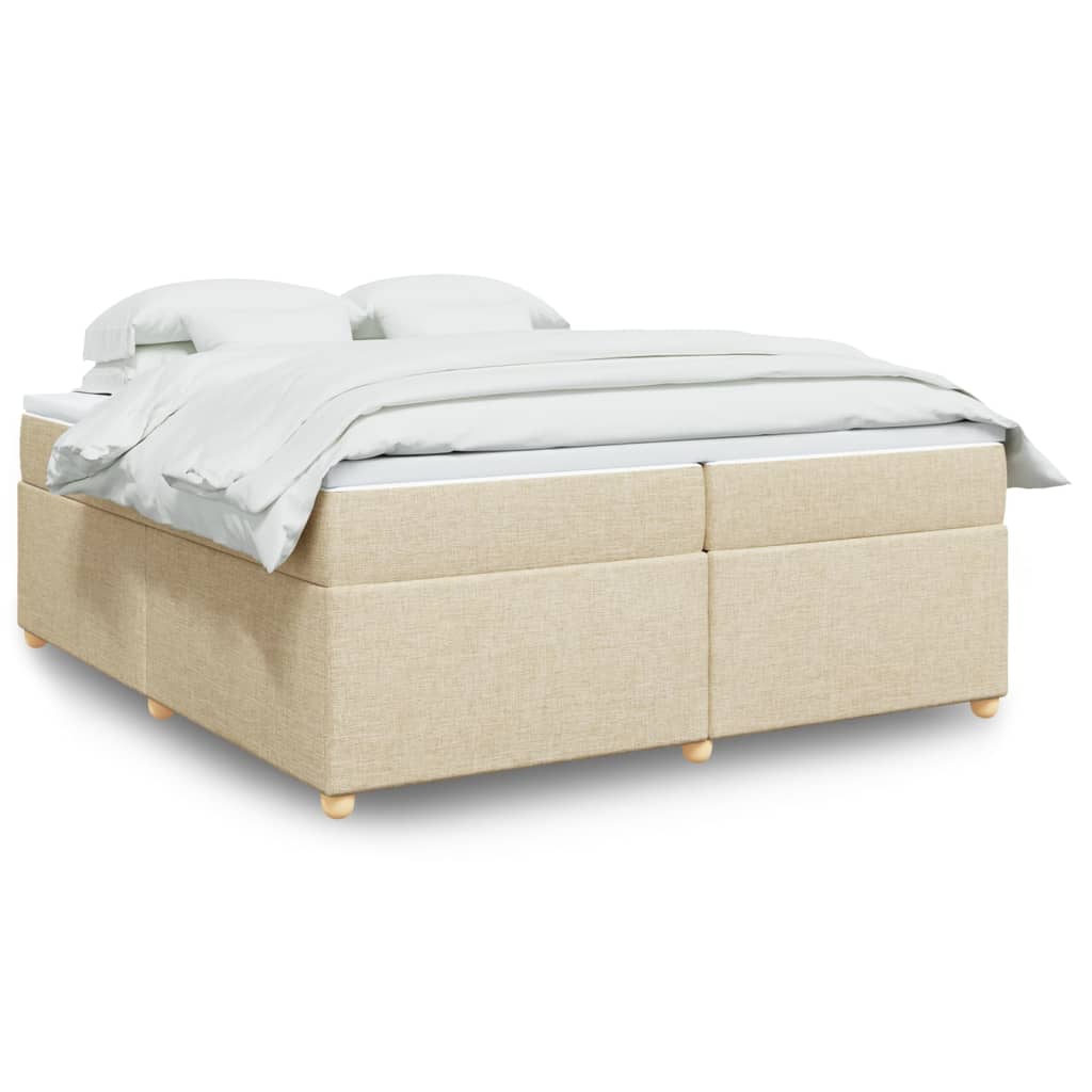 Boxspring met matras stof crèmekleurig 200x200 cm is nu te koop bij PeponiXL, paradijselijk wonen!