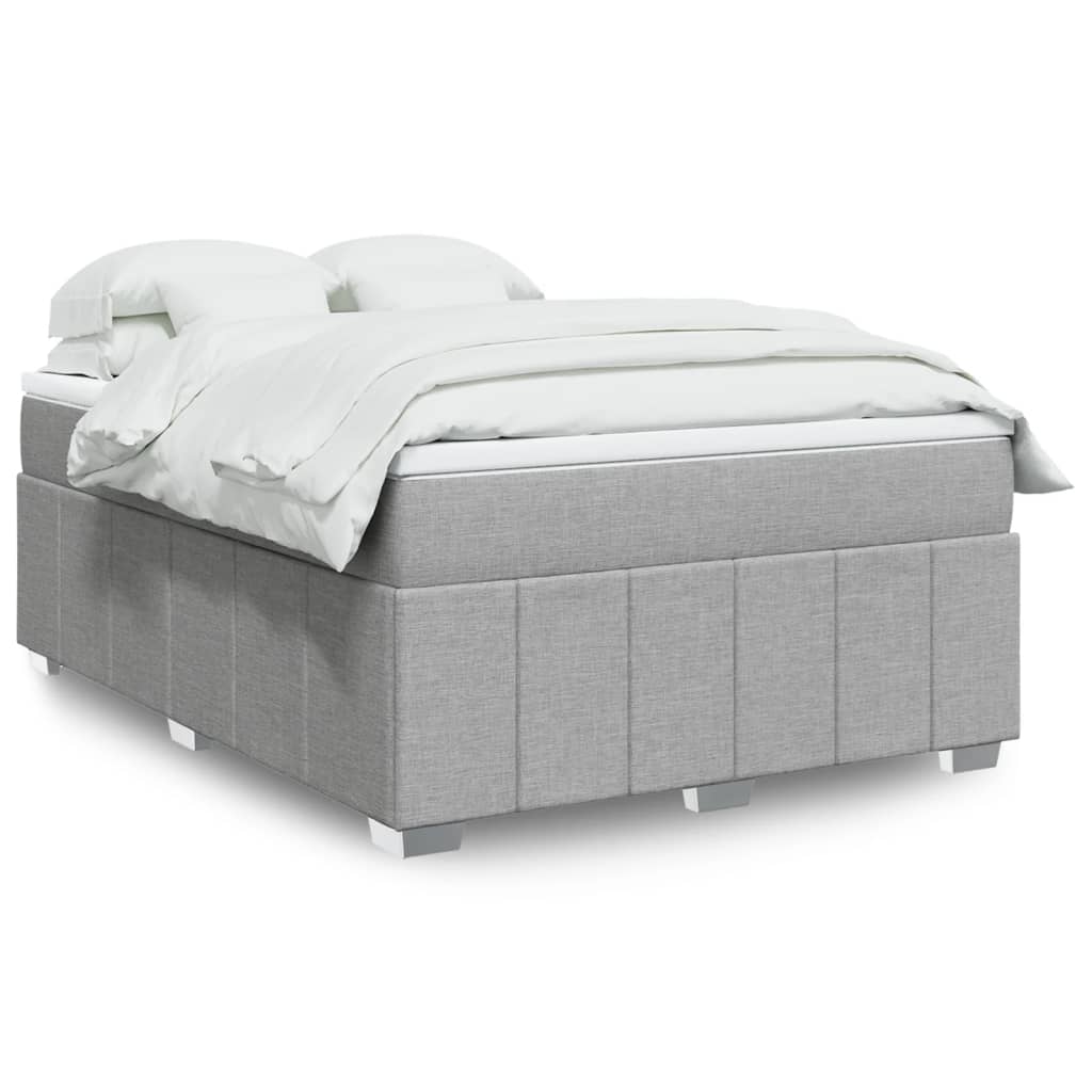 Boxspring met matras stof lichtgrijs 140x200 cm is nu te koop bij PeponiXL, paradijselijk wonen!