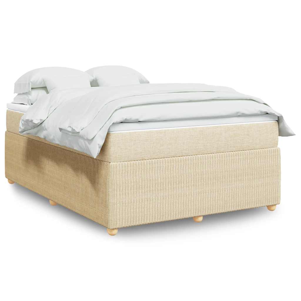Boxspring met matras stof crèmekleurig 140x200 cm is nu te koop bij PeponiXL, paradijselijk wonen!