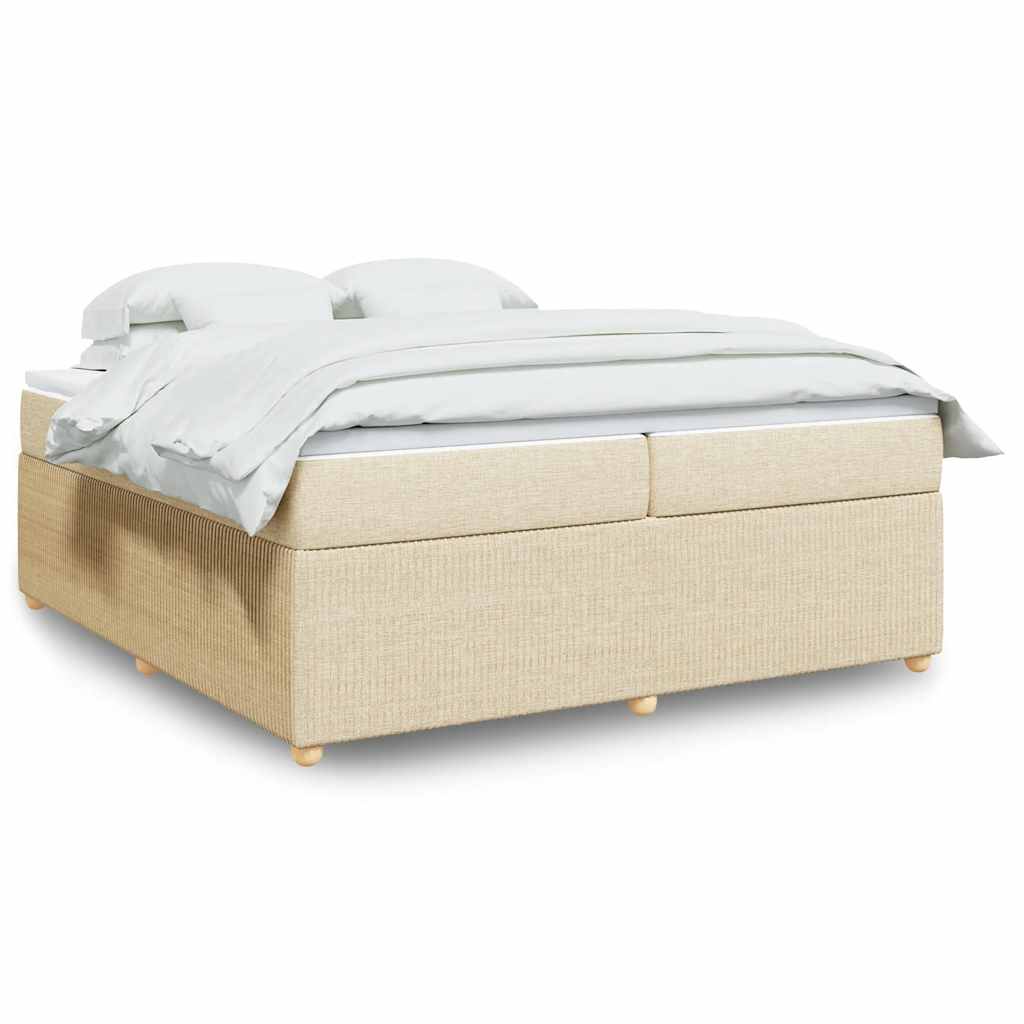 Boxspring met matras stof crèmekleurig 200x200 cm is nu te koop bij PeponiXL, paradijselijk wonen!