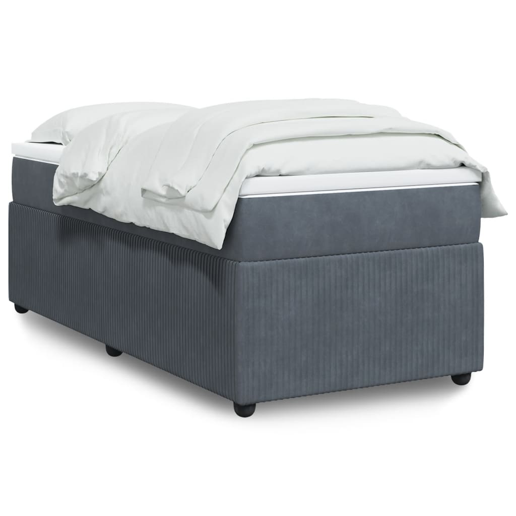 Boxspring met matras fluweel donkergrijs 90x200 cm is nu te koop bij PeponiXL, paradijselijk wonen!