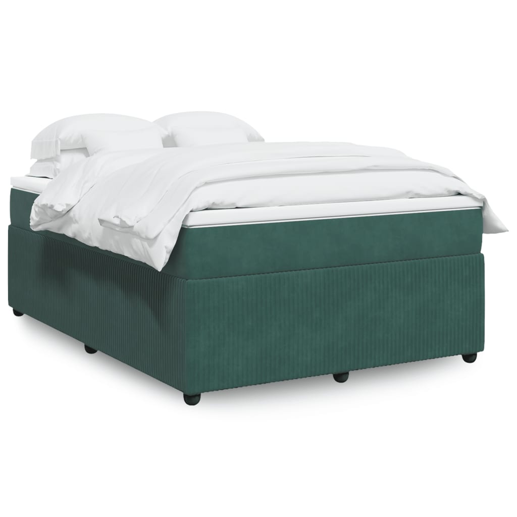 Boxspring met matras fluweel donkergroen 140x190 cm is nu te koop bij PeponiXL, paradijselijk wonen!