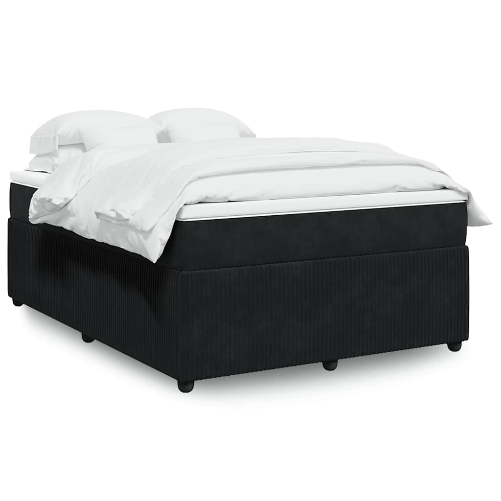 Boxspring met matras fluweel zwart 140x200 cm is nu te koop bij PeponiXL, paradijselijk wonen!