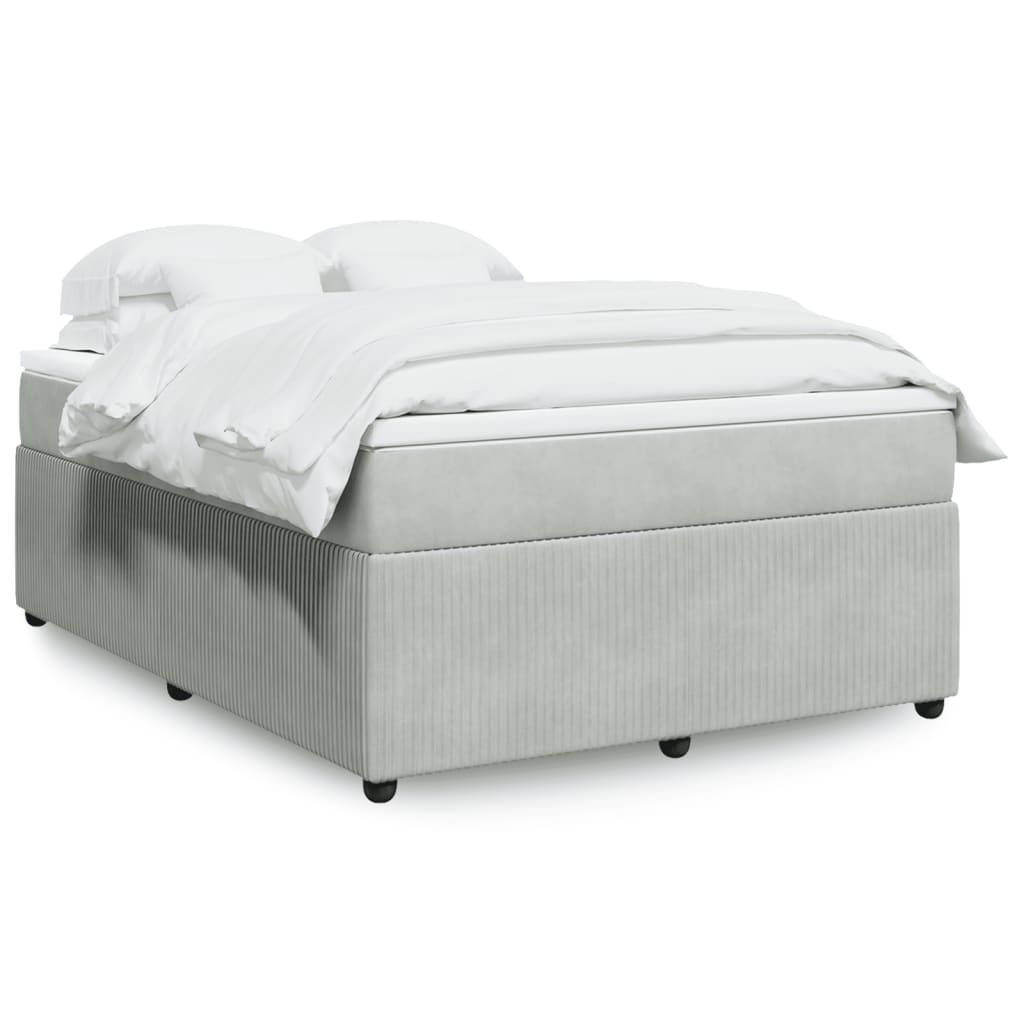 Boxspring met matras fluweel lichtgrijs 160x200 cm is nu te koop bij PeponiXL, paradijselijk wonen!